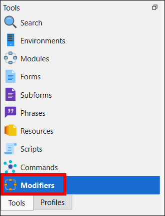 The Tools menu.